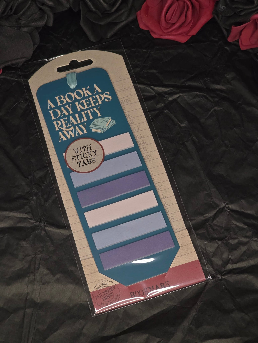 A Book a Day Keeps Reality Away – Bookmark with Sticky Tabs - The Dark Rose Emporium