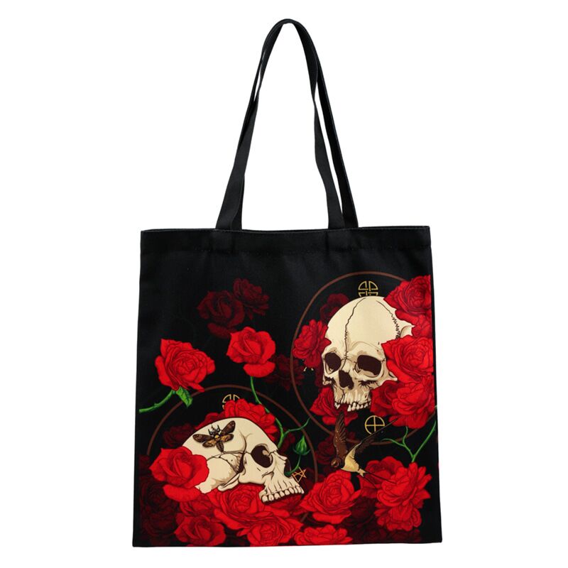 Skulls & Roses Tote - Bag - The Dark Rose Emporium