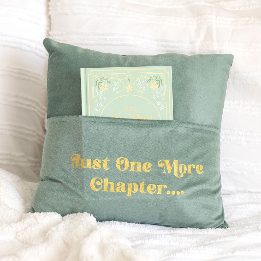 Just One More Chapter Cushion with Book Pocket - Cushion - The Dark Rose Emporium