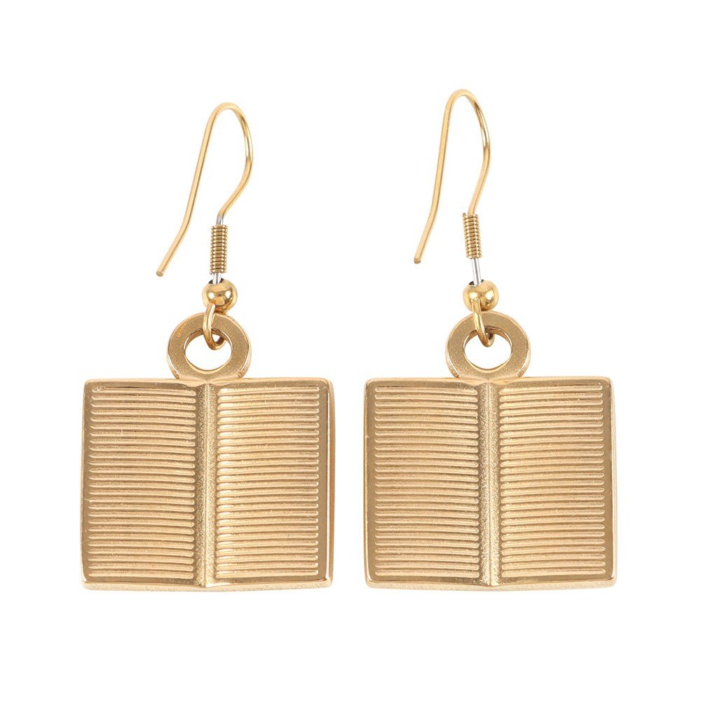 Book Worm Stainless Steel Earrings - Earrings - The Dark Rose Emporium