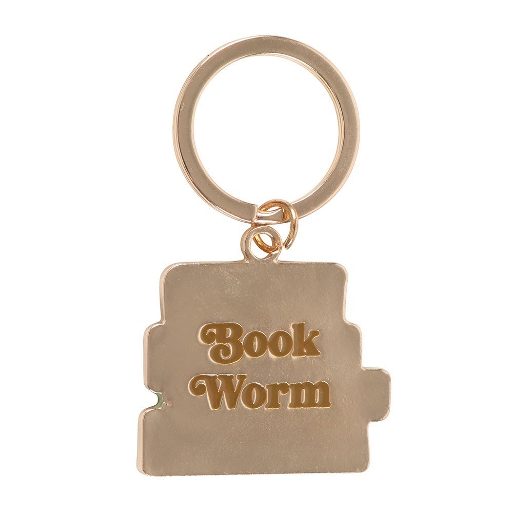 Book Worm Alloy And Enamel Keyring - Keyring - The Dark Rose Emporium