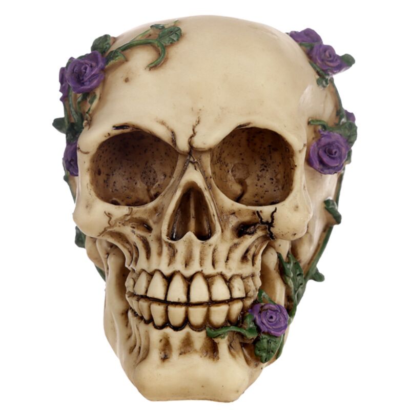 Skull & Bones With Purple Roses - Decoration - The Dark Rose Emporium