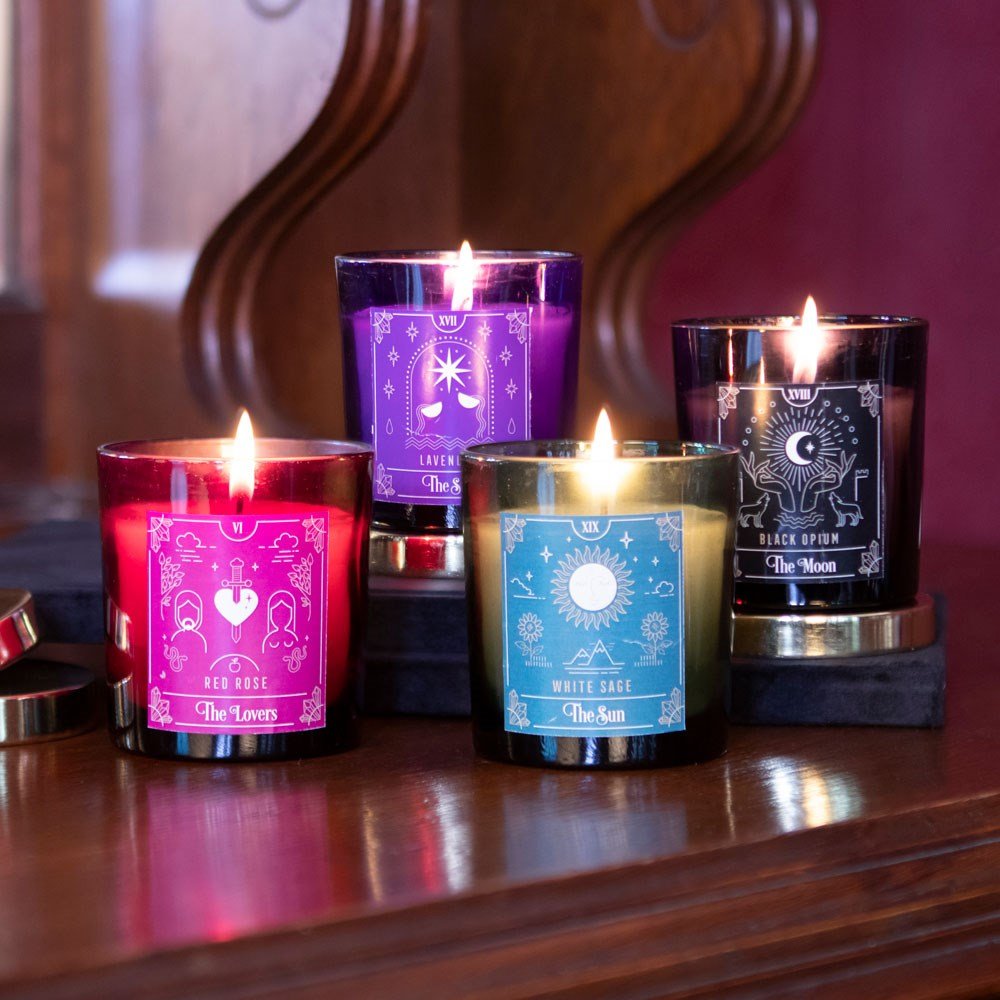 The Lovers Tarot Red Rose Fragranced Scented Candle In Glass Jar - Candle - The Dark Rose Emporium