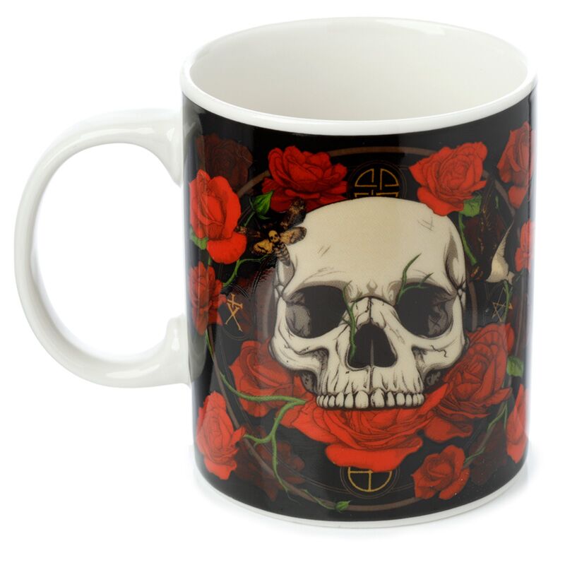 Skull & Roses Cup - Mug - The Dark Rose Emporium
