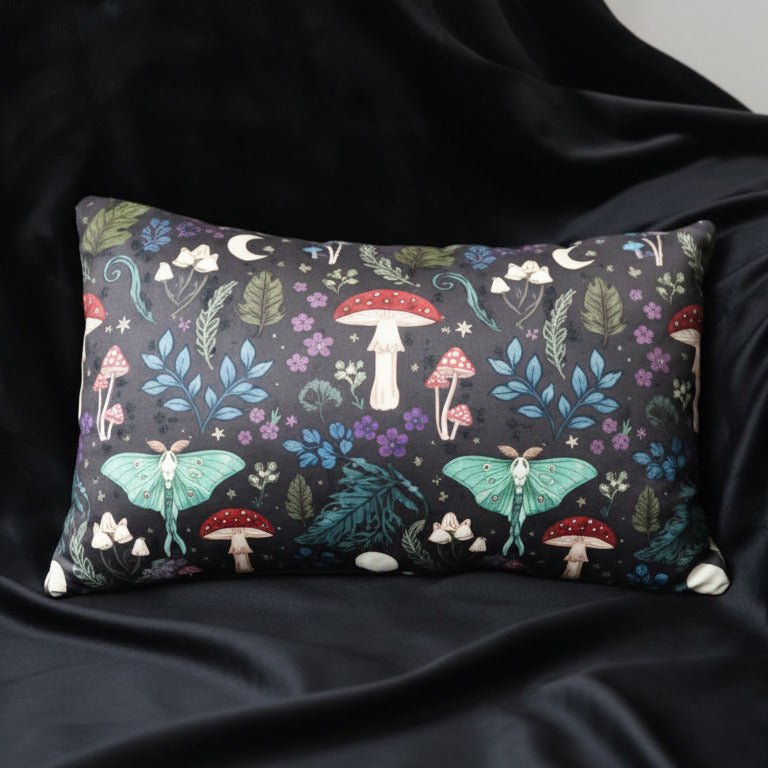 Dark Forest Mushroom & Moth Cushion - Cushion - The Dark Rose Emporium