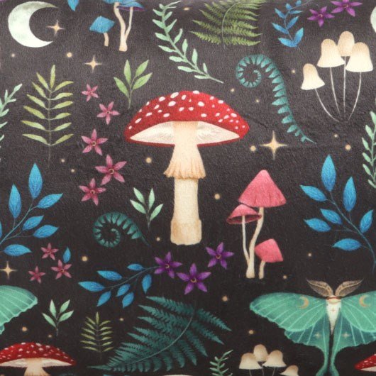 Dark Forest Mushroom & Moth Cushion - Cushion - The Dark Rose Emporium