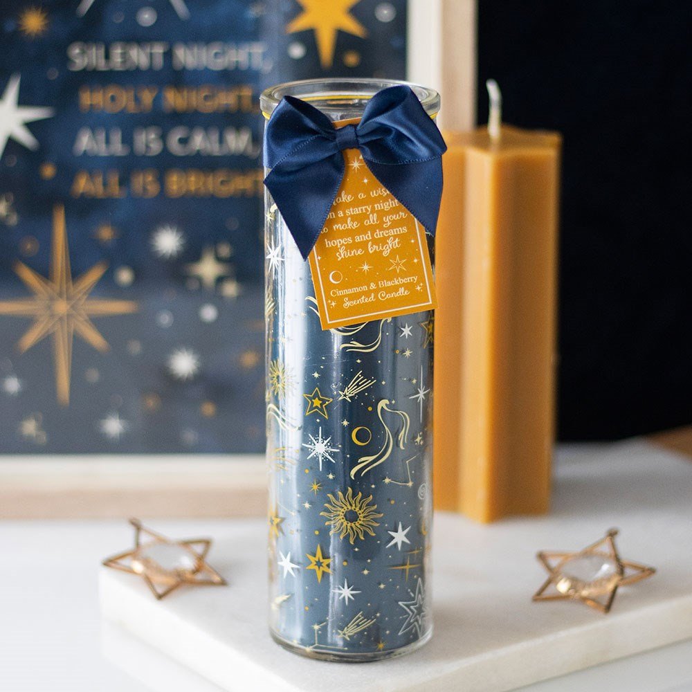 Starry Night Cinnamon & Blackberry Glass Tube Candle - Candle - The Dark Rose Emporium
