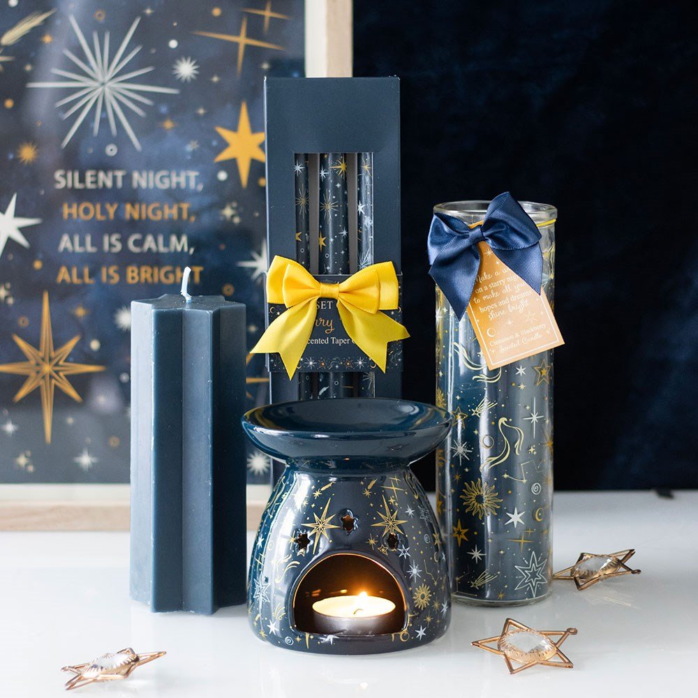 Starry Night Cinnamon & Blackberry Glass Tube Candle - Candle - The Dark Rose Emporium