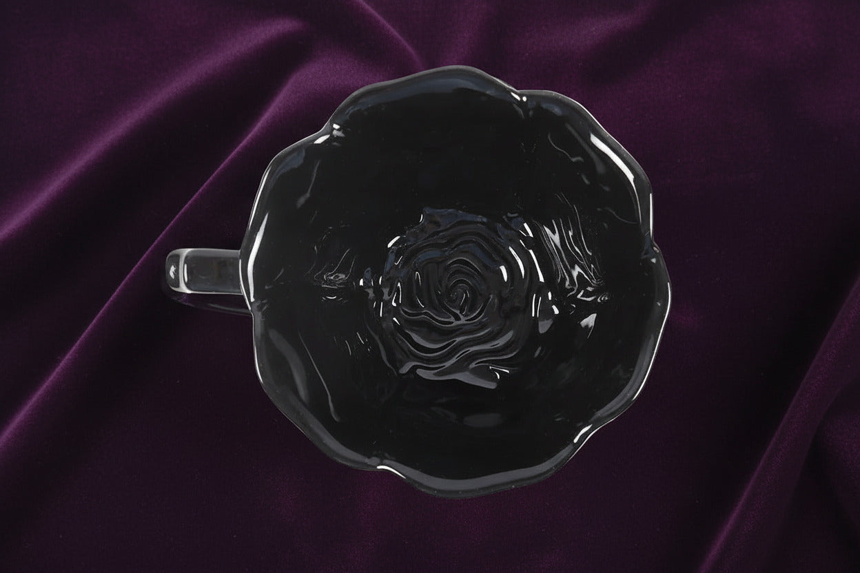 Black Rose Teacup and Saucer - Mug - The Dark Rose Emporium
