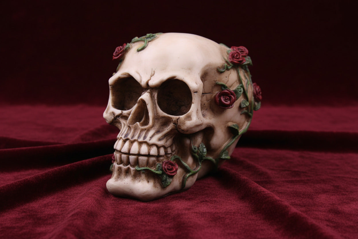 Skull With Roses - Decoration - The Dark Rose Emporium