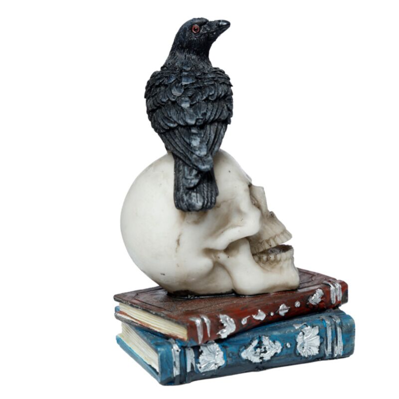 Crow On A Skull And Books - Decoration - The Dark Rose Emporium