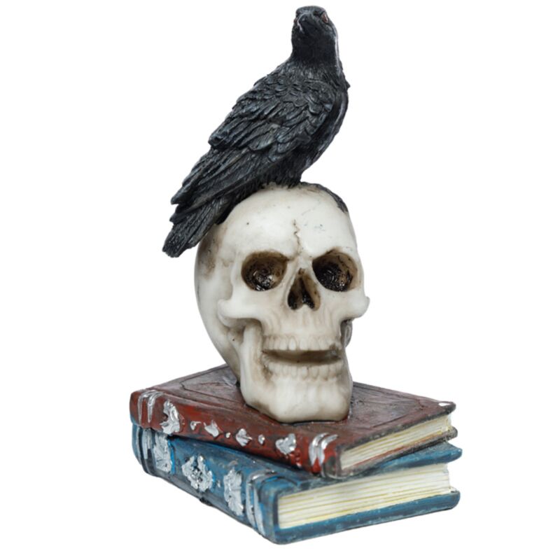 Crow On A Skull And Books - Decoration - The Dark Rose Emporium