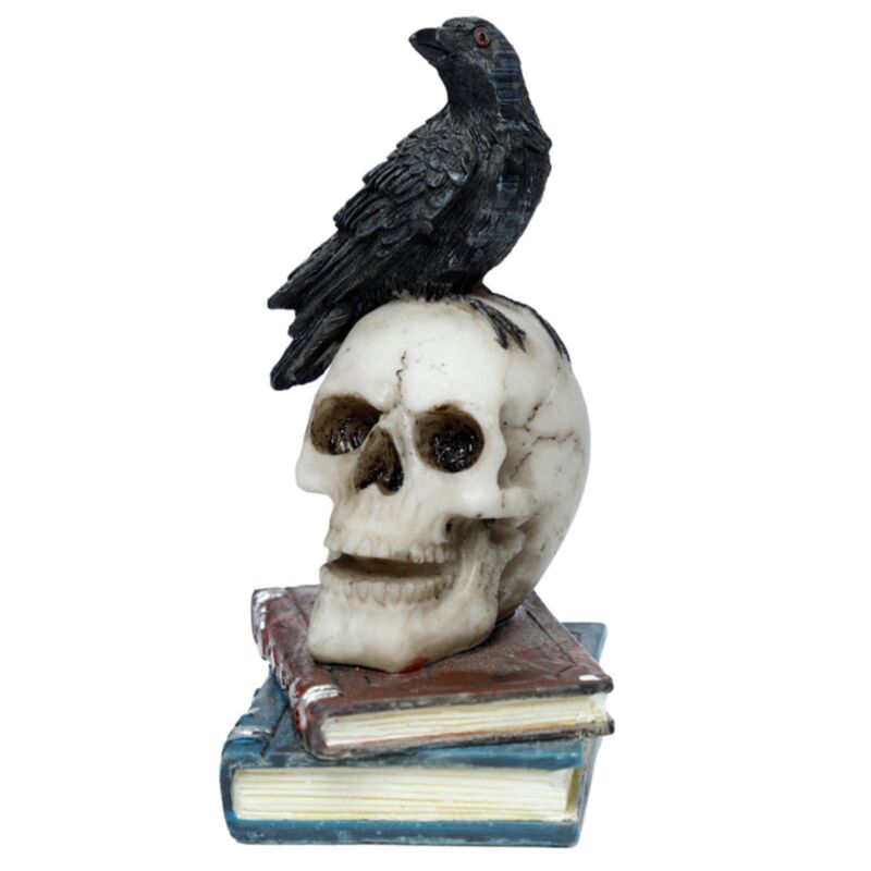 Crow On A Skull And Books - Decoration - The Dark Rose Emporium