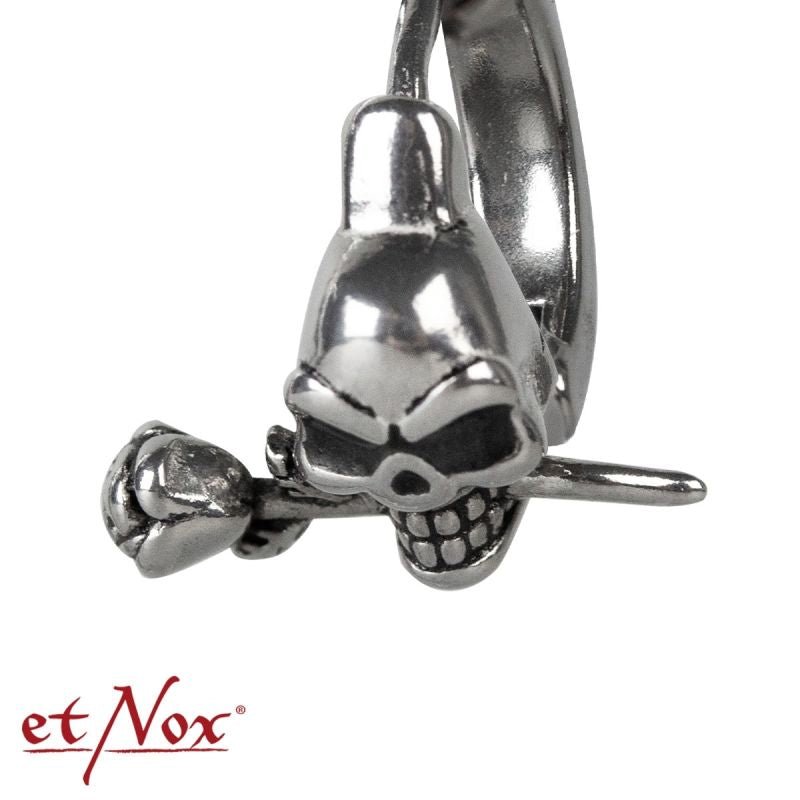 Skull With Rose, stainless steel earrings, from etNox - Earrings - The Dark Rose Emporium