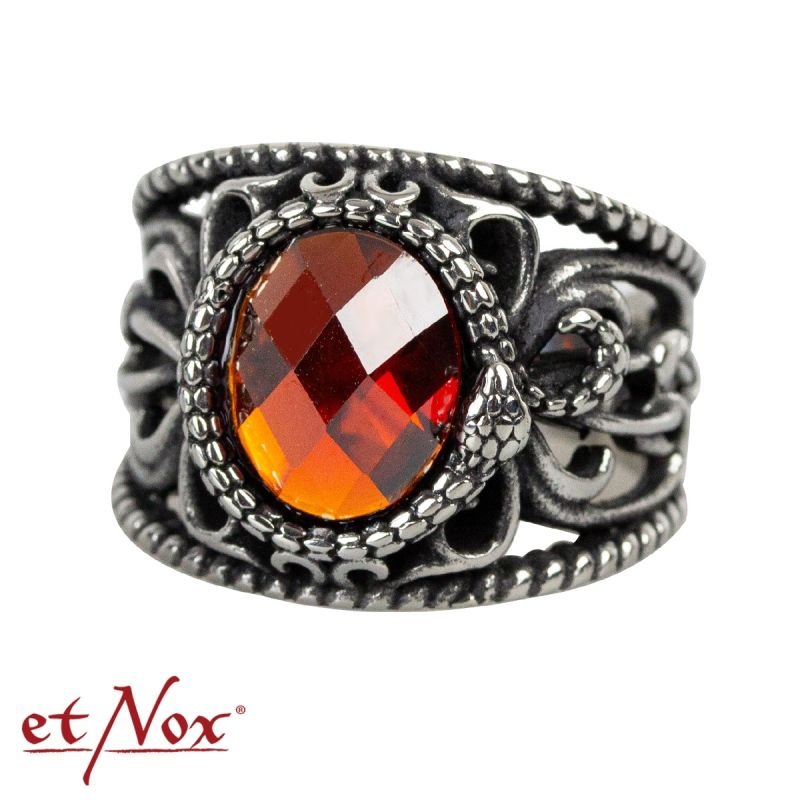 Red Snake, stainless steel ring, from etNox - Ring - The Dark Rose Emporium