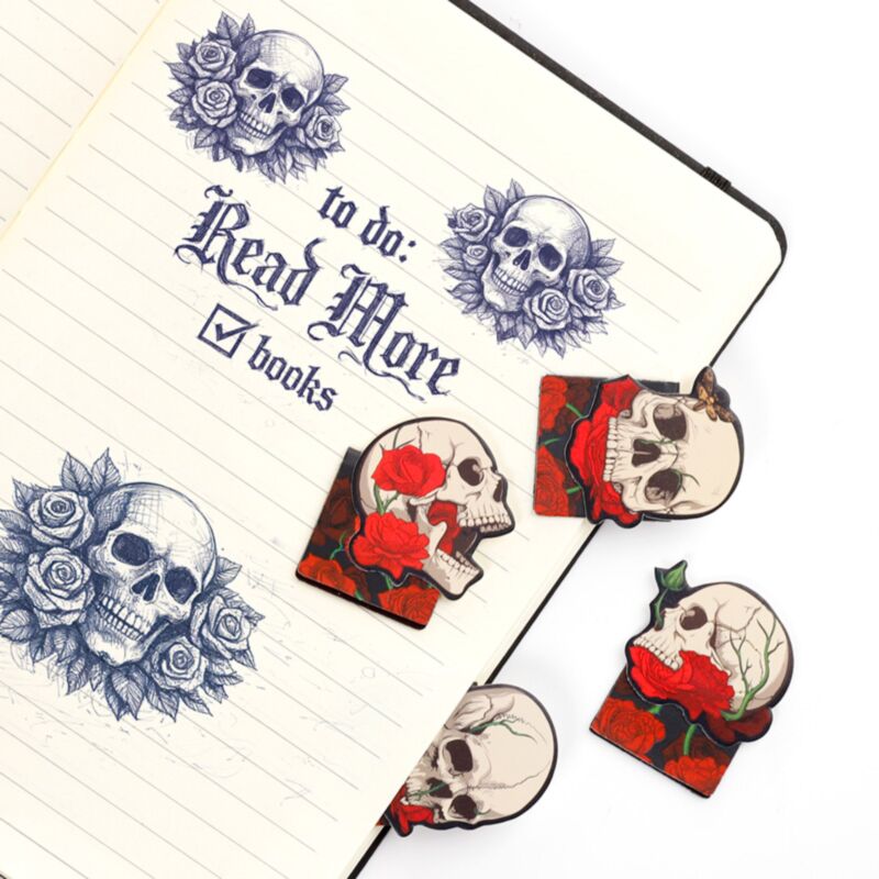 Skulls & Roses Magnetic Bookmark - Bookmark - The Dark Rose Emporium
