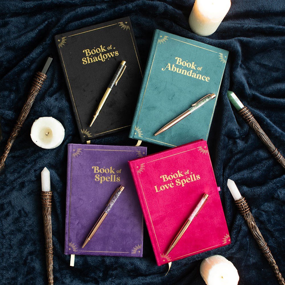 Book of Shadows Journal with Black Obsidian Crystal Pen - Notepad - The Dark Rose Emporium