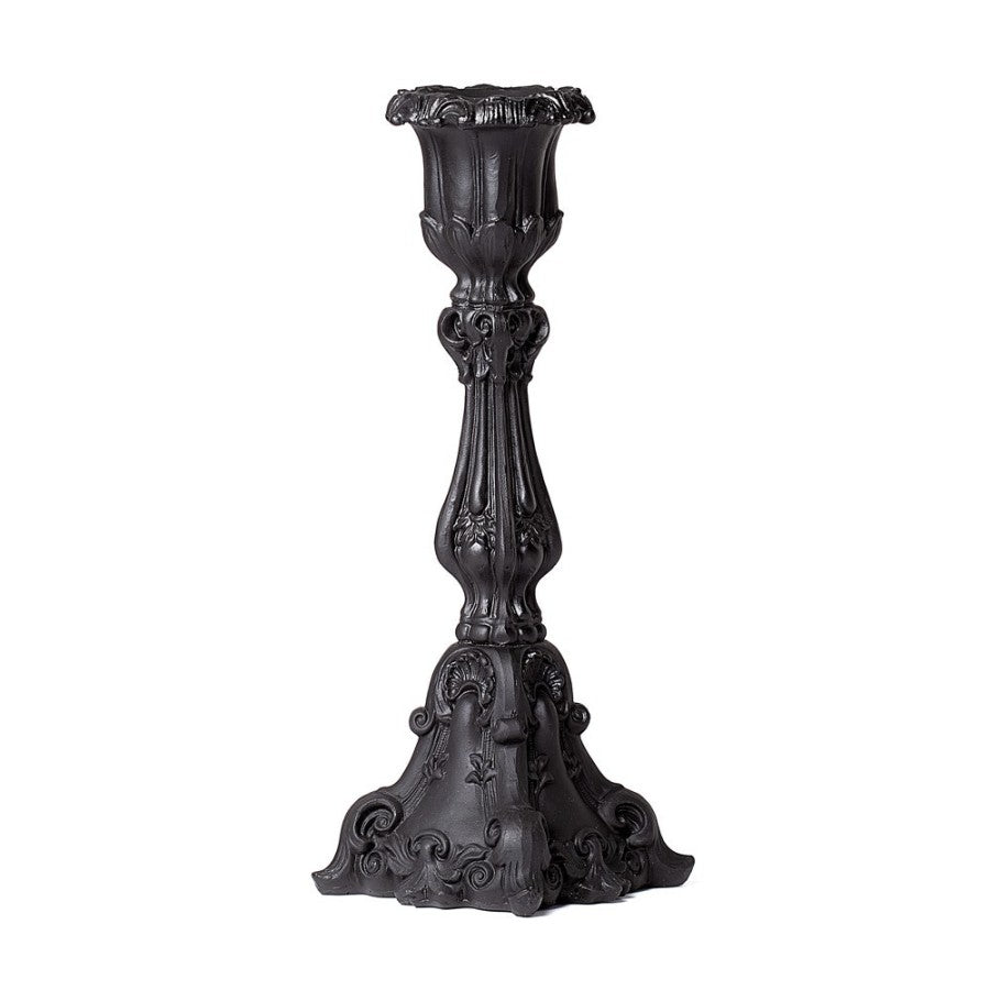 Baroque Candlestick (Black) - Candle Holder - The Dark Rose Emporium
