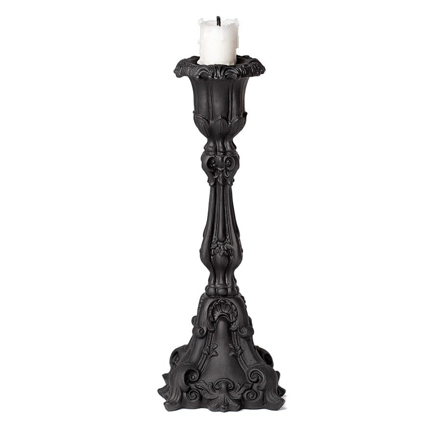 Baroque Candlestick (Black) - Candle Holder - The Dark Rose Emporium