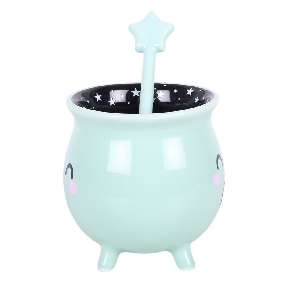 Candy Cauldron Mint Green Cauldron Mug with Wand Stirrer - Mug - The Dark Rose Emporium