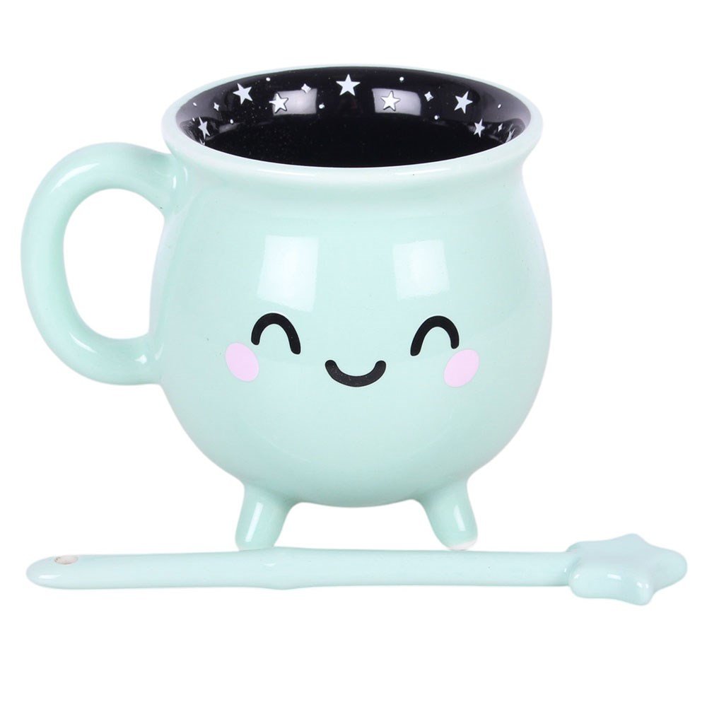 Candy Cauldron Mint Green Cauldron Mug with Wand Stirrer - Mug - The Dark Rose Emporium