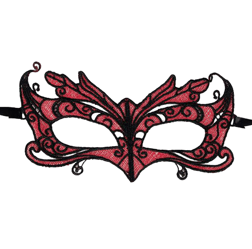 QUEEN LINGERIE - LACE MASK WITH RED DETAILS - Mask - The Dark Rose Emporium